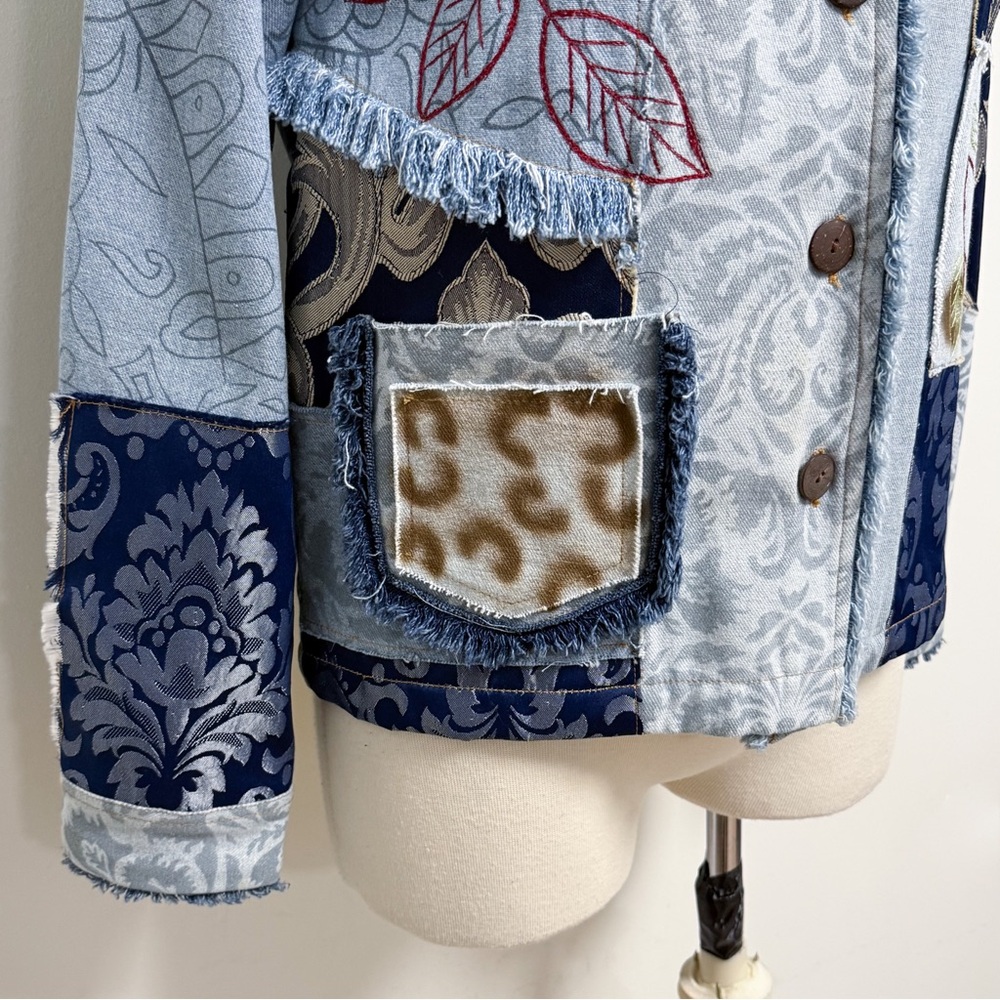 Sandy Starkman Vintage Patchwork Damask Embroider… - image 4